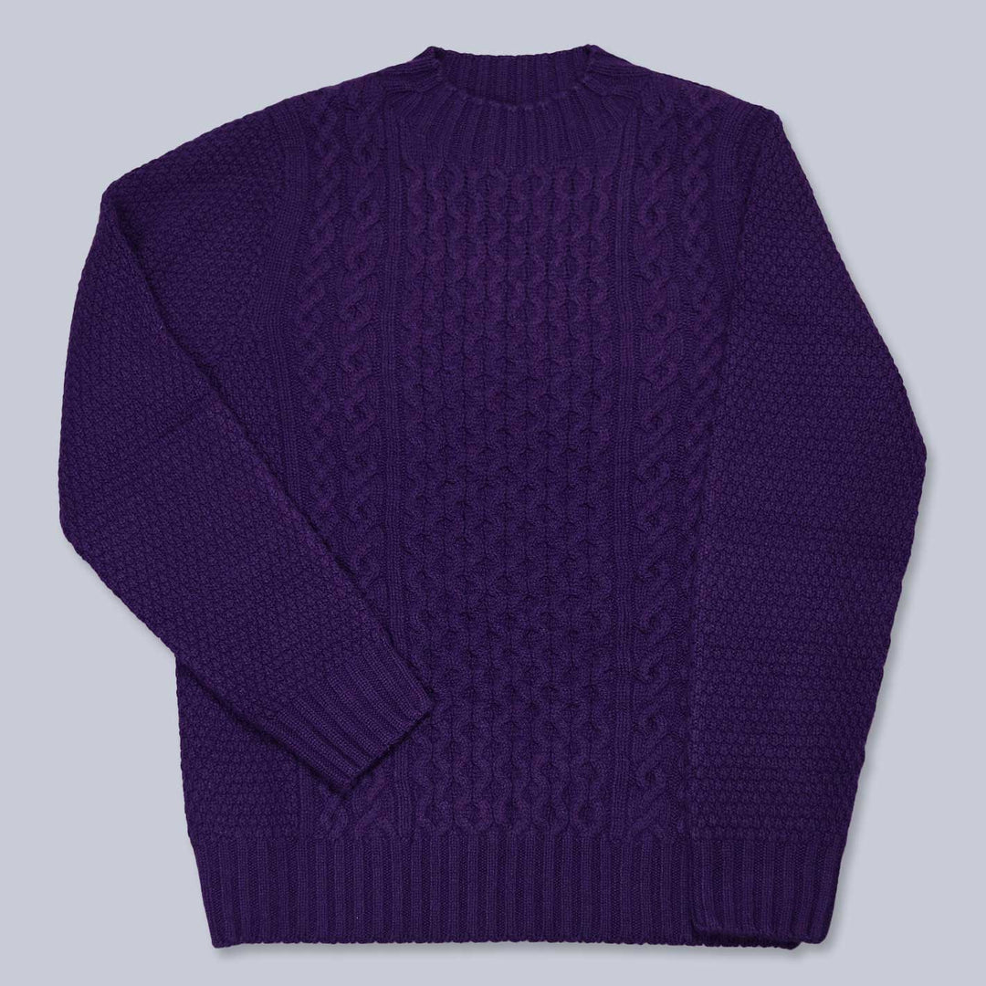 Purple Cable Knitted Lambswool Sweater
