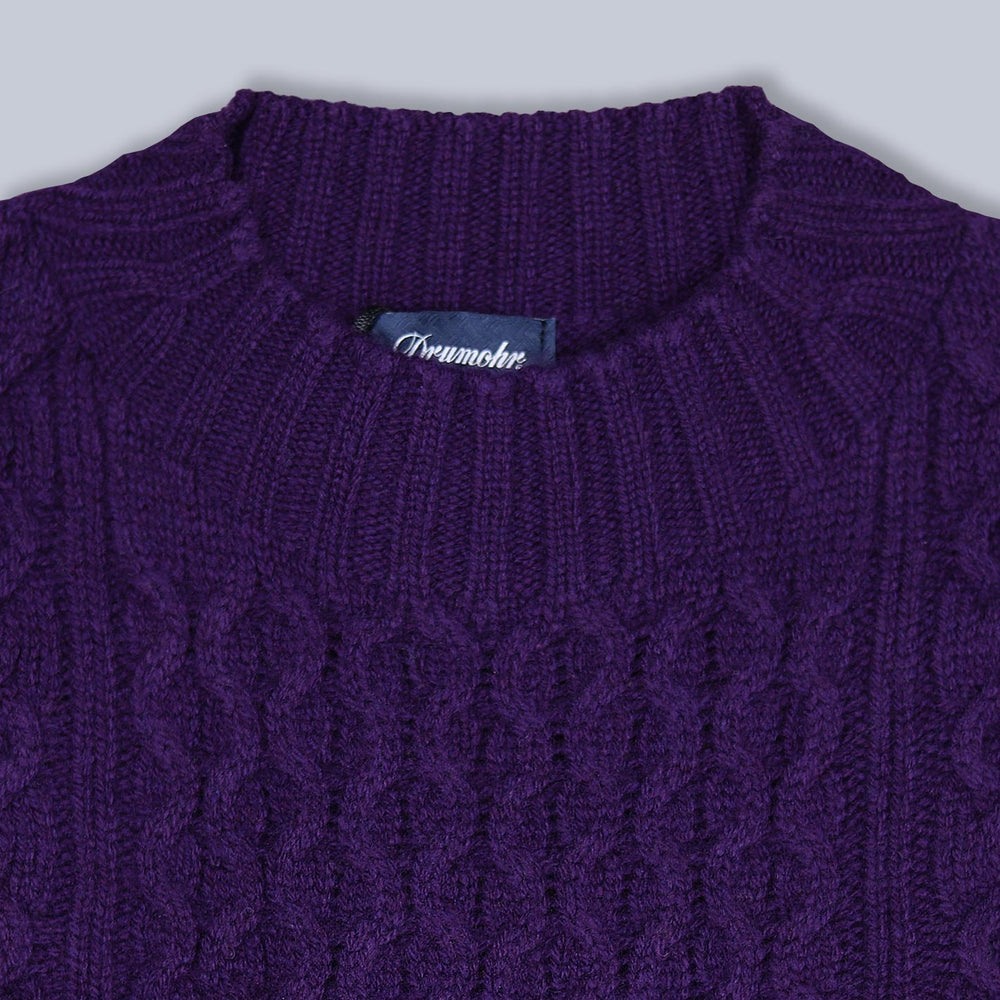 Purple Cable Knitted Lambswool Sweater