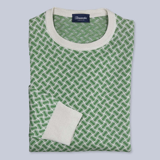 Washed Green Beige Cotton Linen Sweater