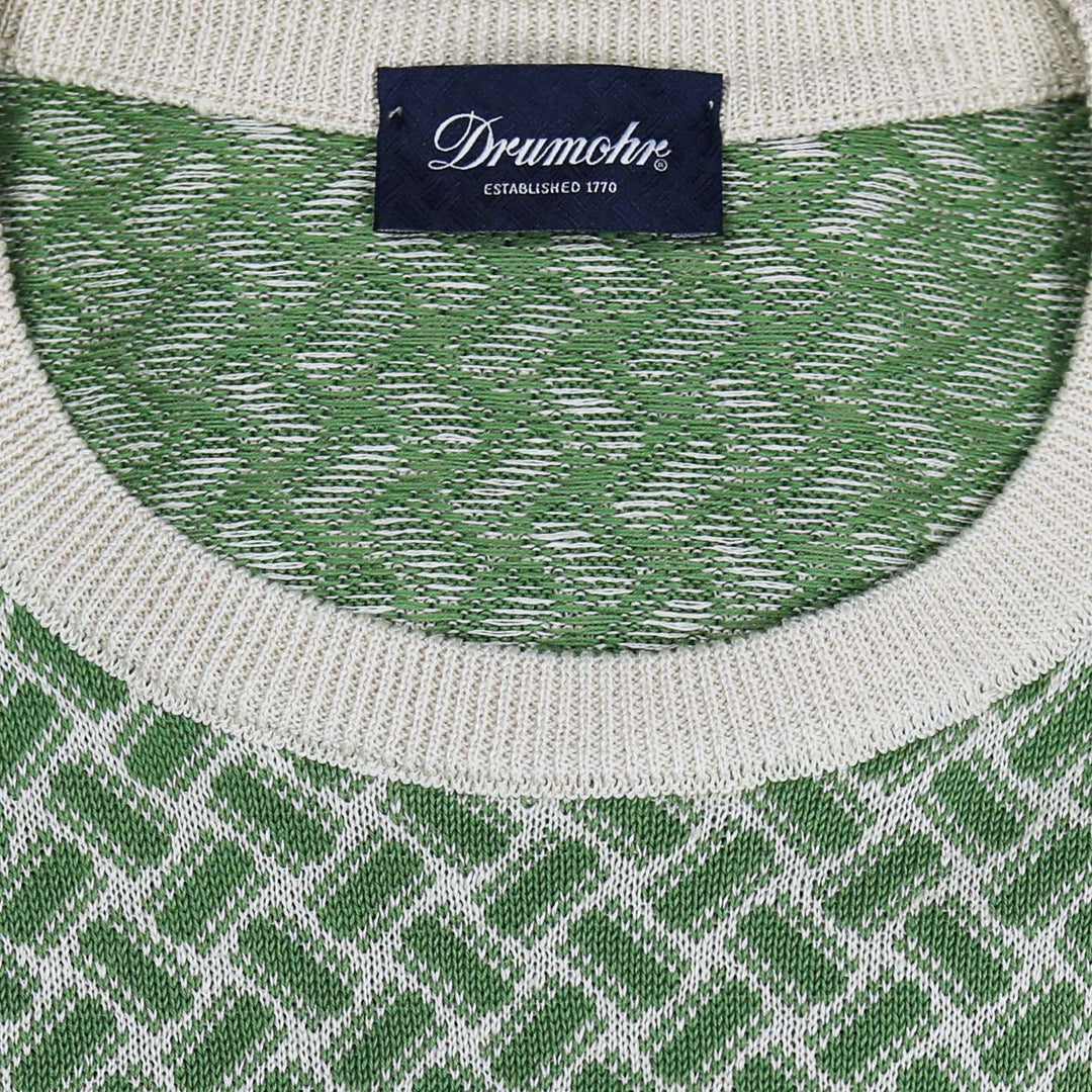 Washed Green Beige Cotton Linen Sweater