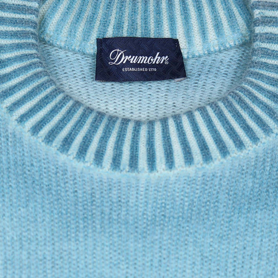 Cyan Blue Garment-dyed Cashmere Crewneck Sweater