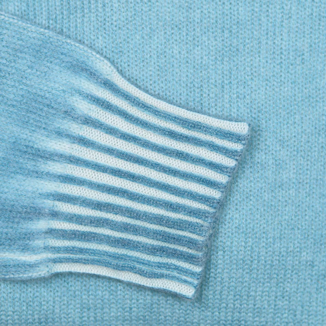 Cyan Blue Garment-dyed Cashmere Crewneck Sweater