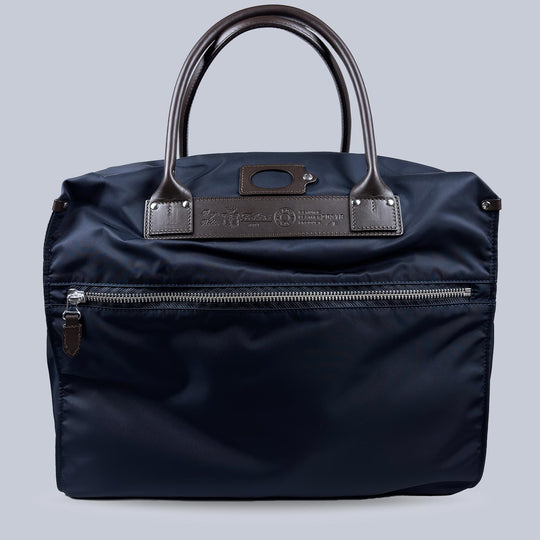 Navy Canvas Leather Weekend Bag