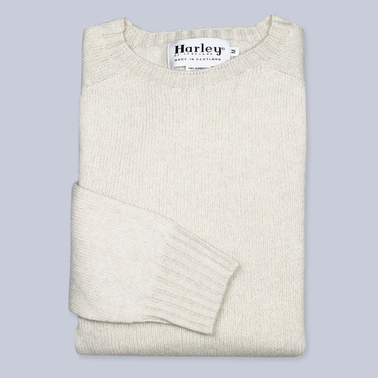 Beige Superfine Lambswool Crewneck Sweater