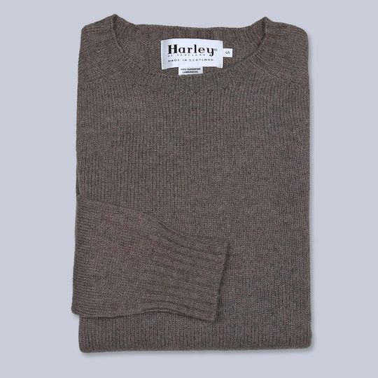 Brown Superfine Lambswool Crewneck Sweater