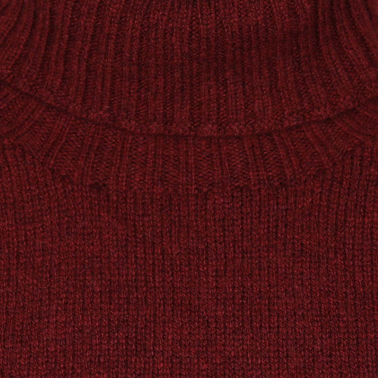 Burgundy Superfine Lambswool Roll Neck Sweater