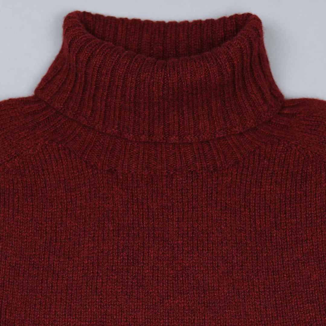 Burgundy Superfine Lambswool Roll Neck Sweater