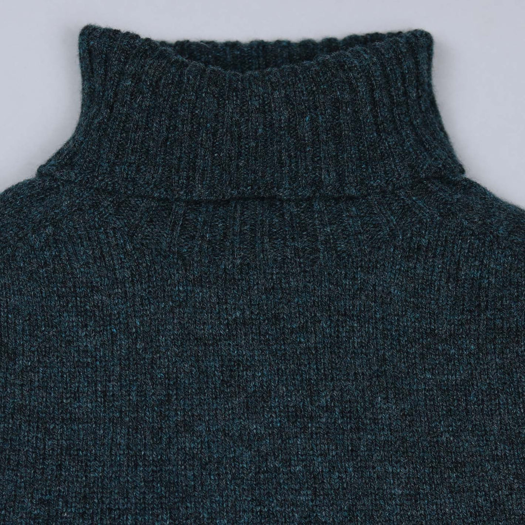 Dark Green Superfine Lambswool Roll Neck Sweater