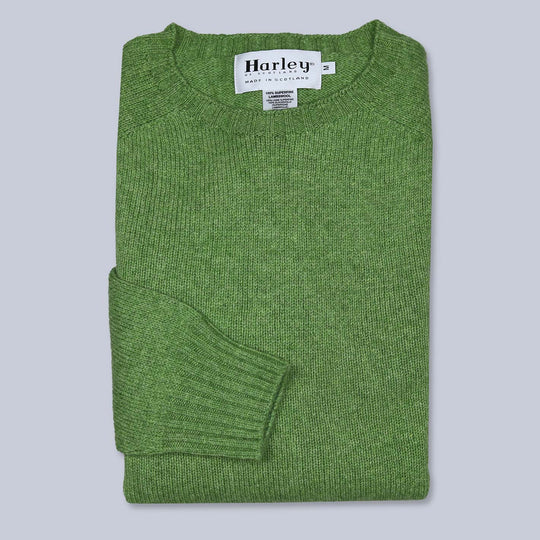 Green Superfine Lambswool Crewneck Sweater