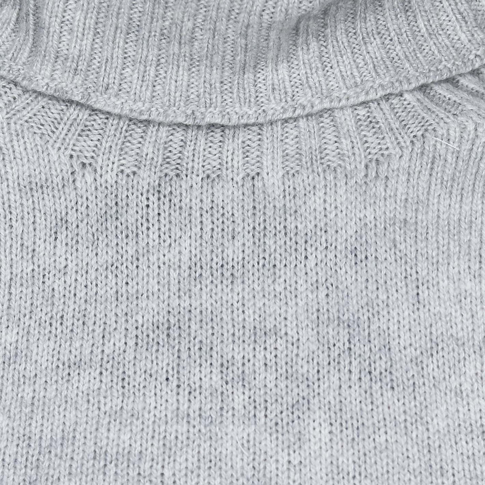 Light Grey Superfine Lambswool Roll Neck Sweater