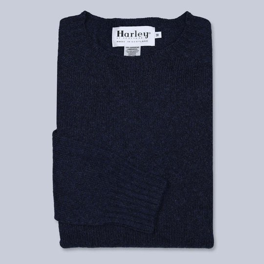 Navy Superfine Lambswool Crewneck Sweater