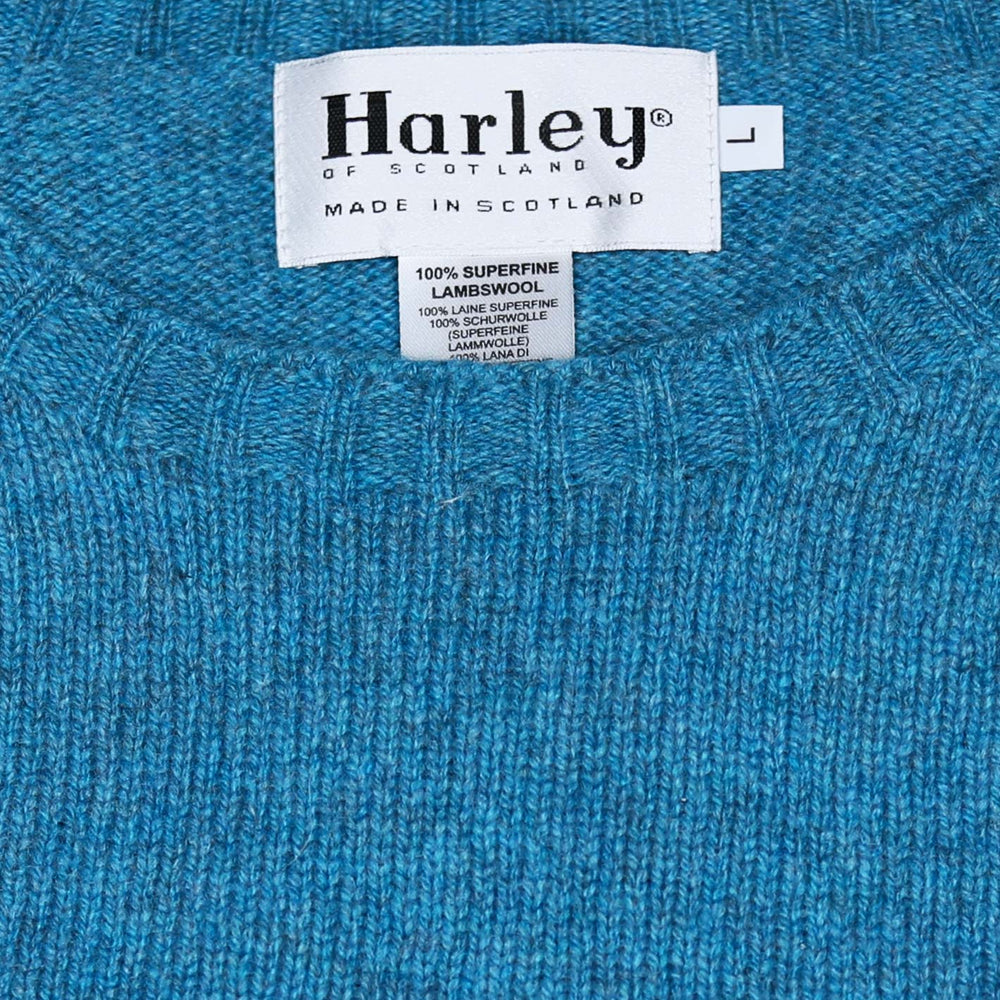 Petrol Blue Superfine Lambswool Crewneck Sweater