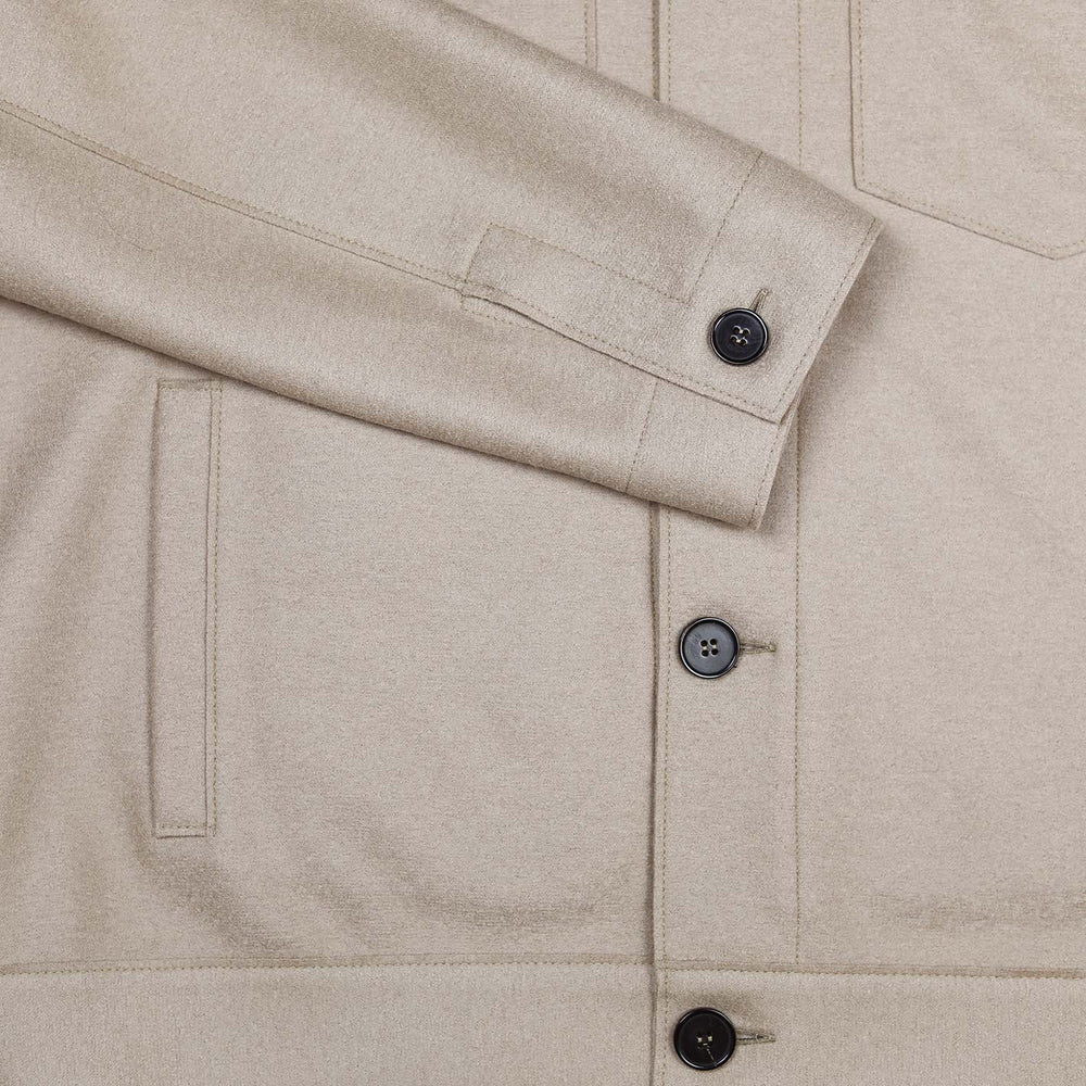 Beige Pressed Wool Trucker Jacket