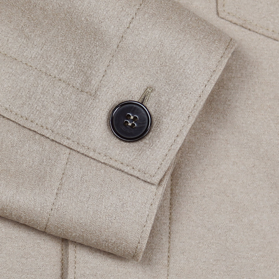 Beige Pressed Wool Trucker Jacket