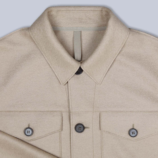 Beige Pressed Wool Trucker Jacket