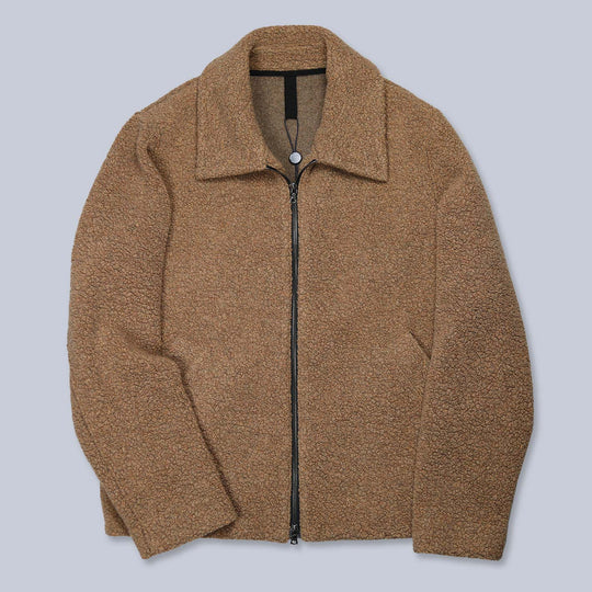 Light Brown Wool Bouclé Golf Jacket