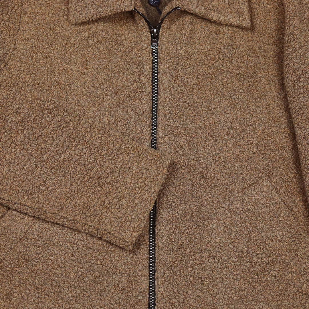 Light Brown Wool Bouclé Golf Jacket