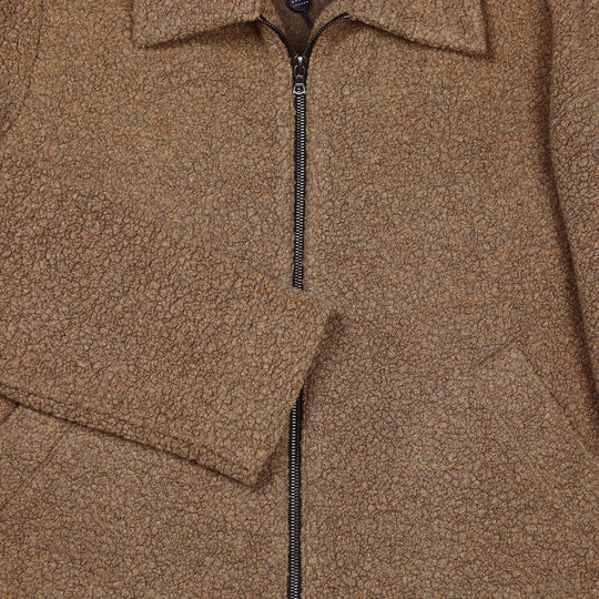 Light Brown Wool Bouclé Golf Jacket