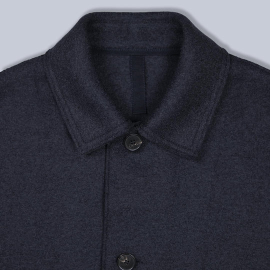 Navy Pressed Wool Utility Jacket