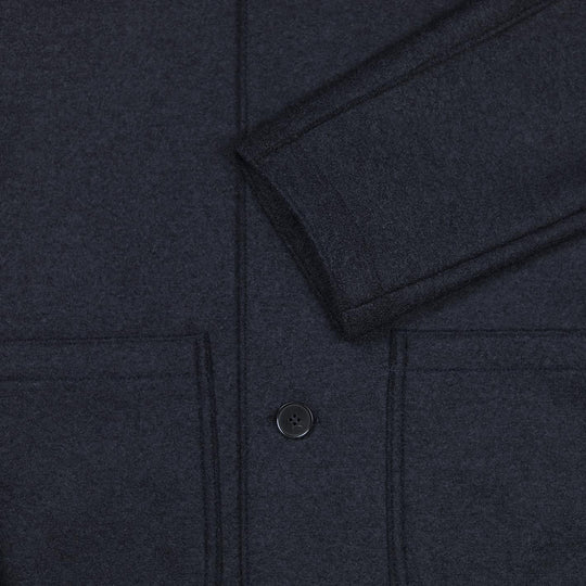 Navy Pressed Wool Utility Jacket