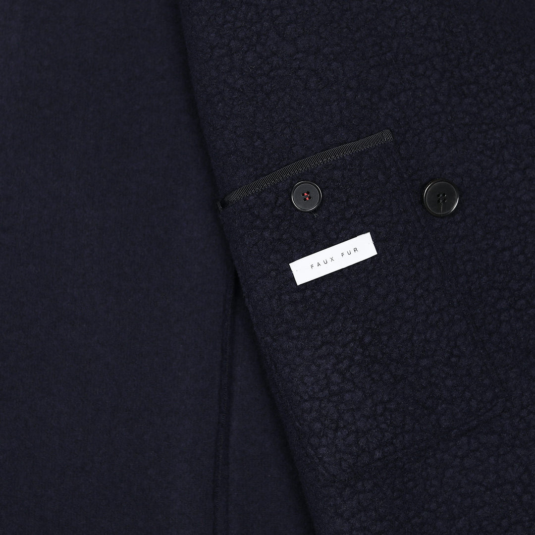 Navy Wool Bouclé Short Unlined Peacoat