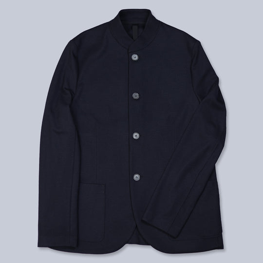 Navy Superfine Merino Wool Nehru Jacket