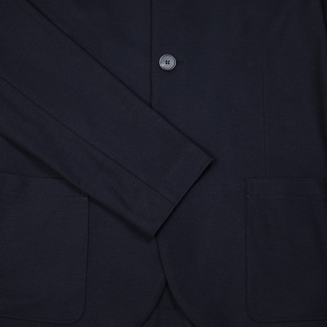 Navy Superfine Merino Wool Nehru Jacket