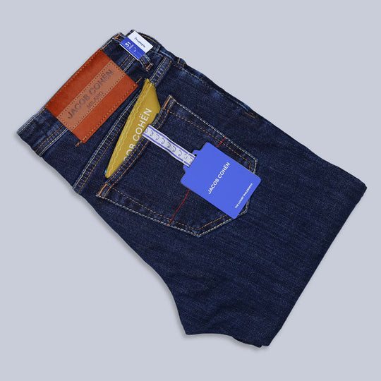 Dark Blue Denim Slim Fit Trousers