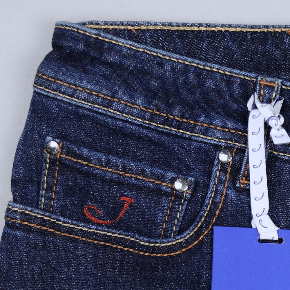 Dark Blue Denim Slim Fit Trousers