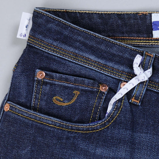 Dark Blue Denim Slim Fit Trousers