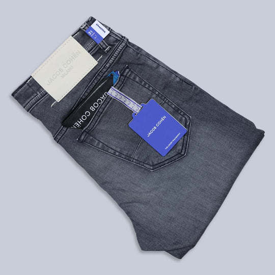 Grey Denim Regular Slim Fit Trousers