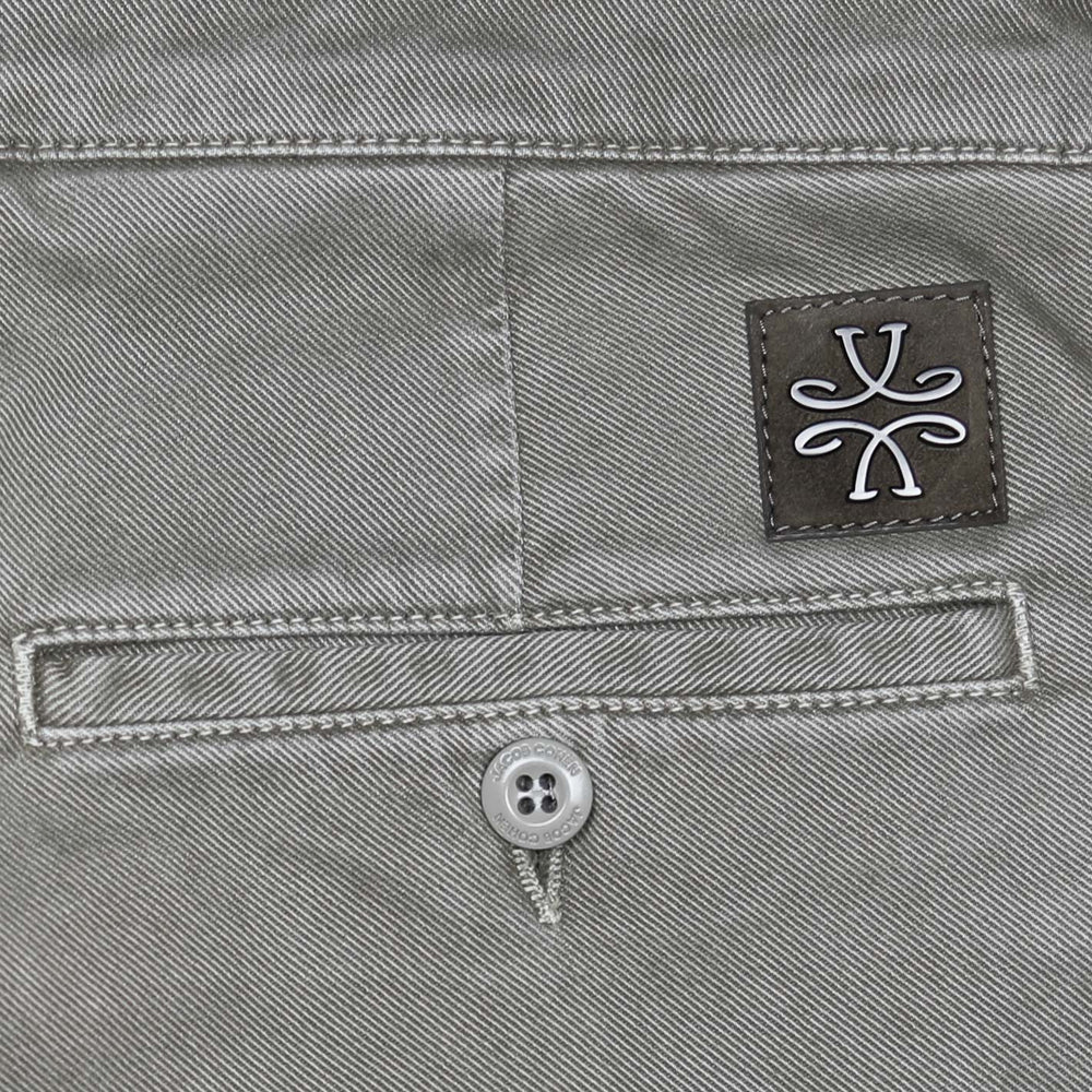 Khaki Washed Cotton Lyocell Trousers