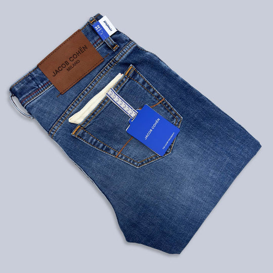 Mid Blue Vintage Wash Slim Fit Trousers