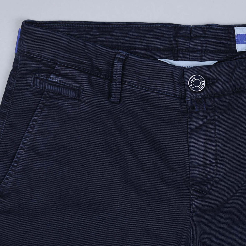 Navy Washed Cotton Lyocell Trousers