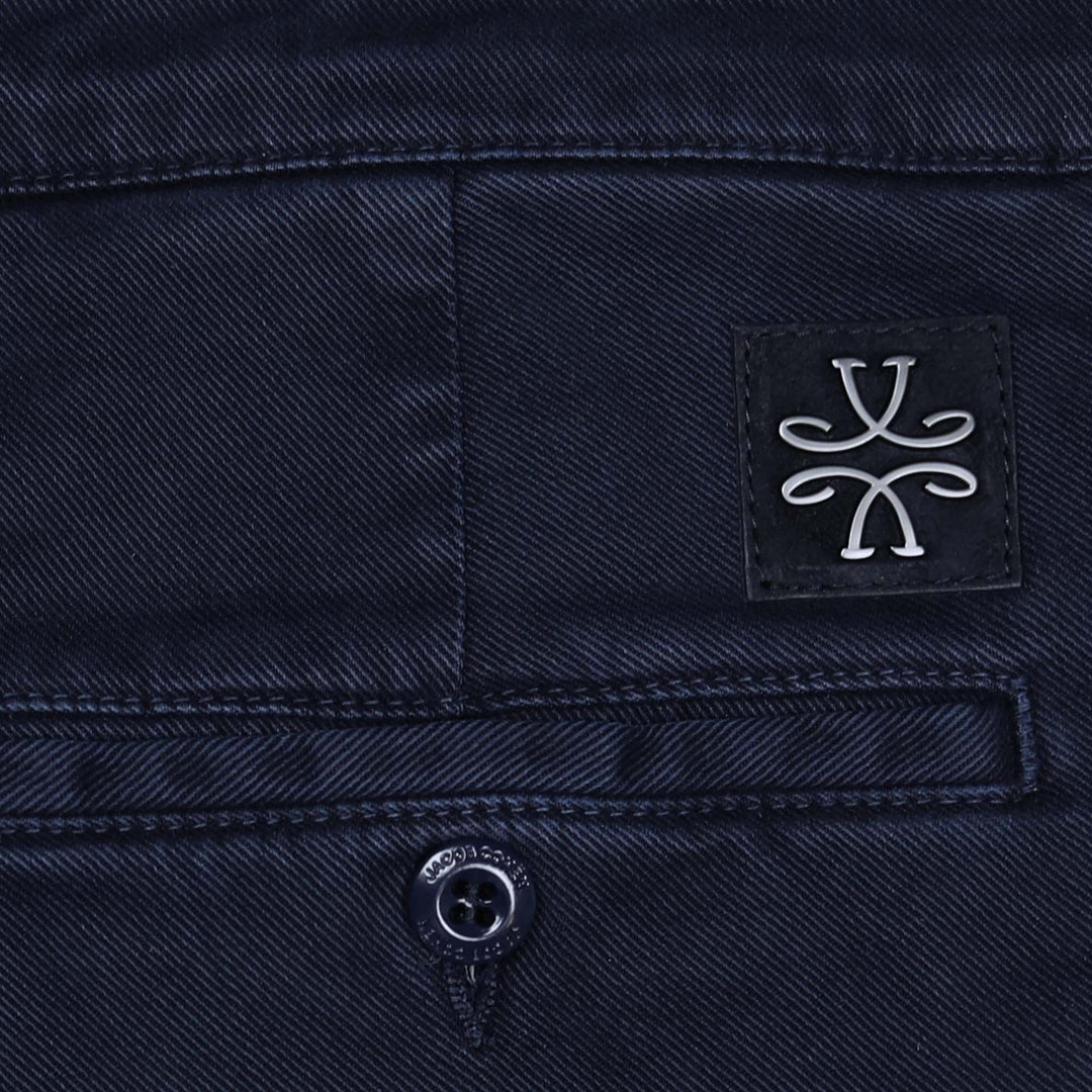 Navy Washed Cotton Lyocell Trousers