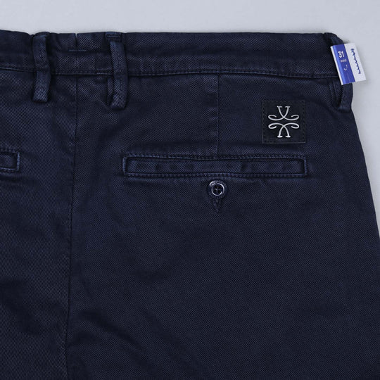 Navy Washed Cotton Lyocell Trousers