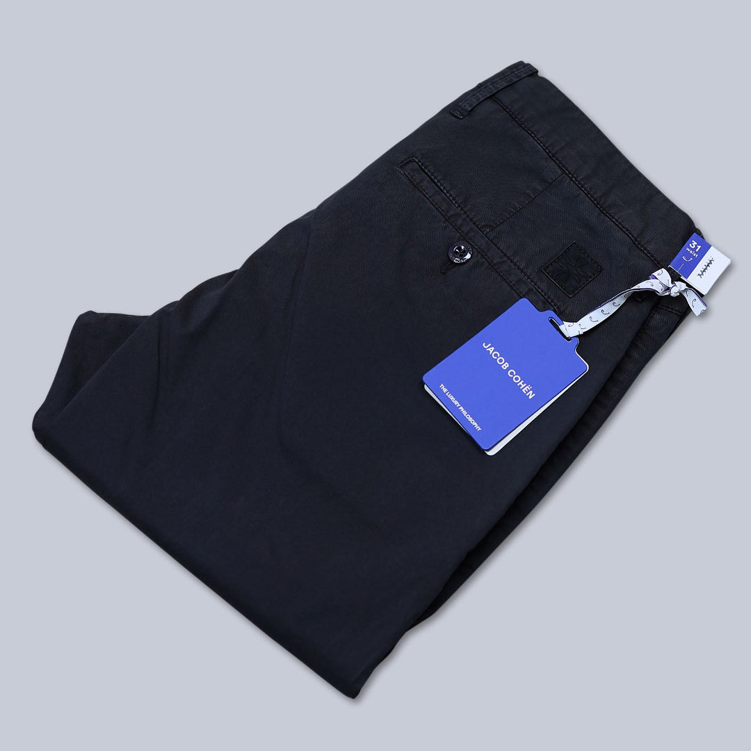 Navy Washed Cotton Trousers