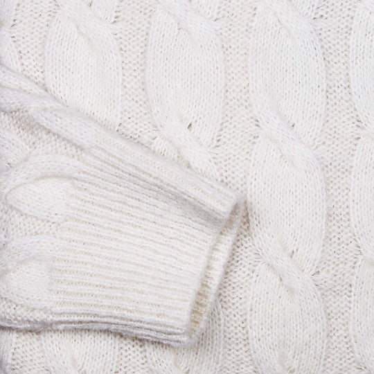 Oatmeal Wool Cable Knit Roll Neck Sweater