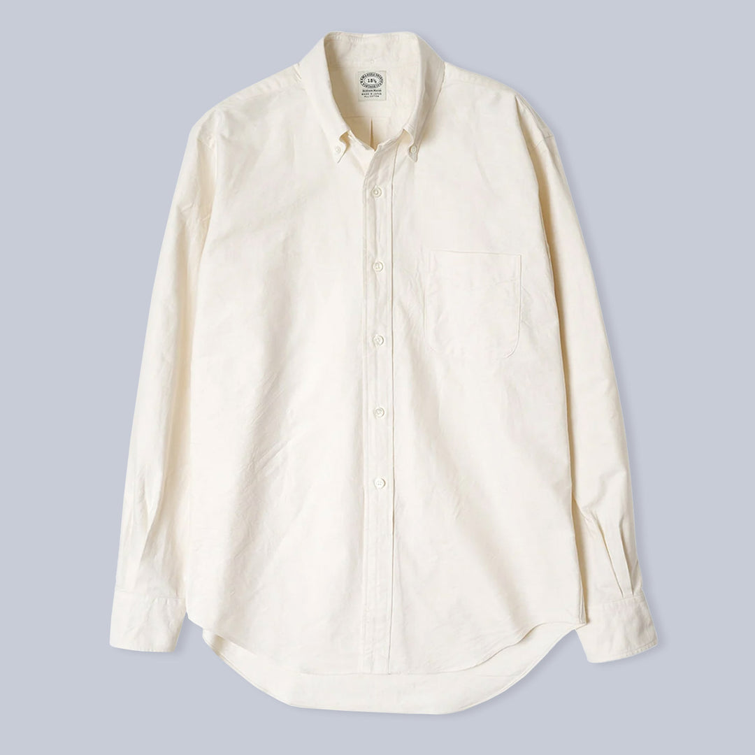 Ecru Washed Oxford Button Down Shirt