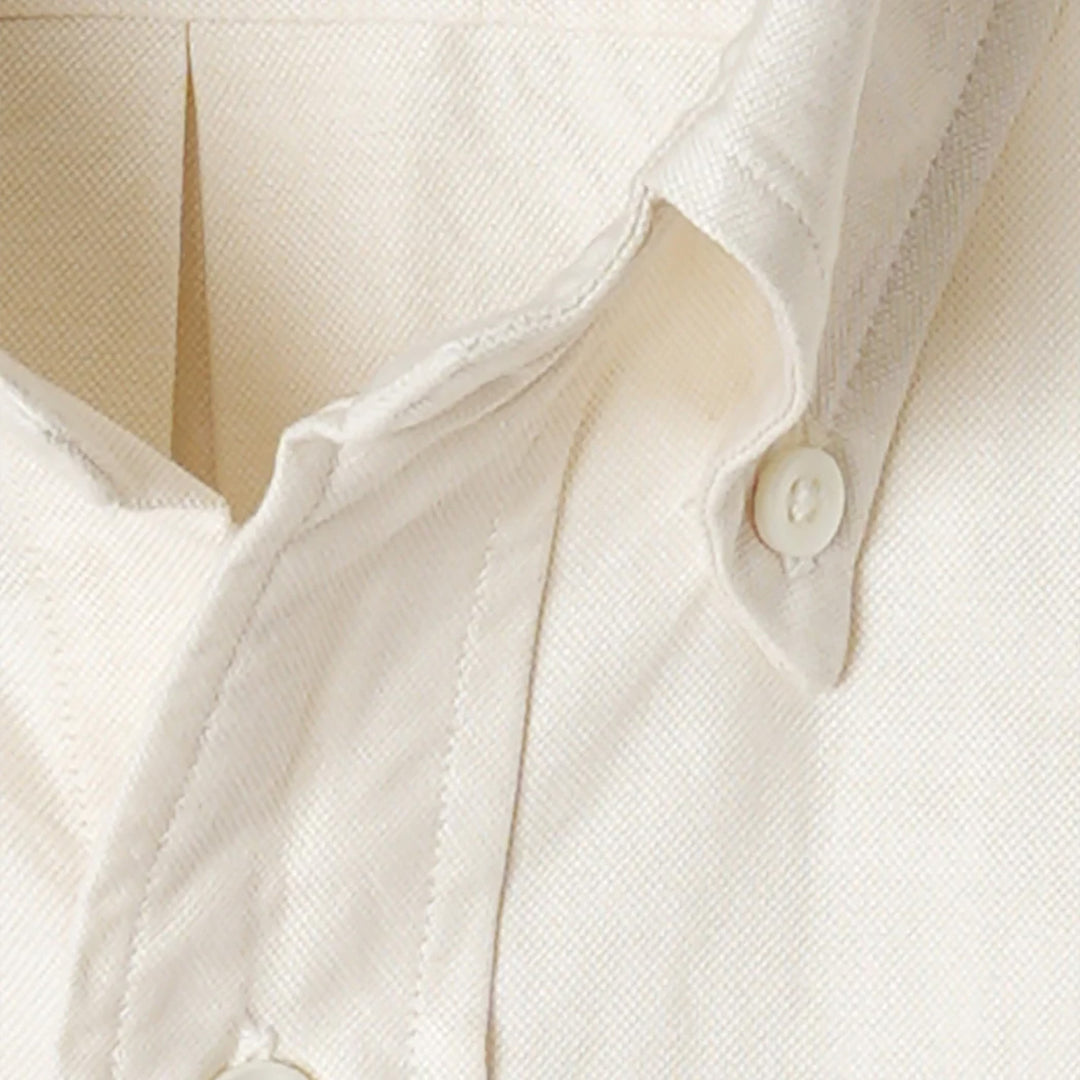 Ecru Washed Oxford Button Down Shirt