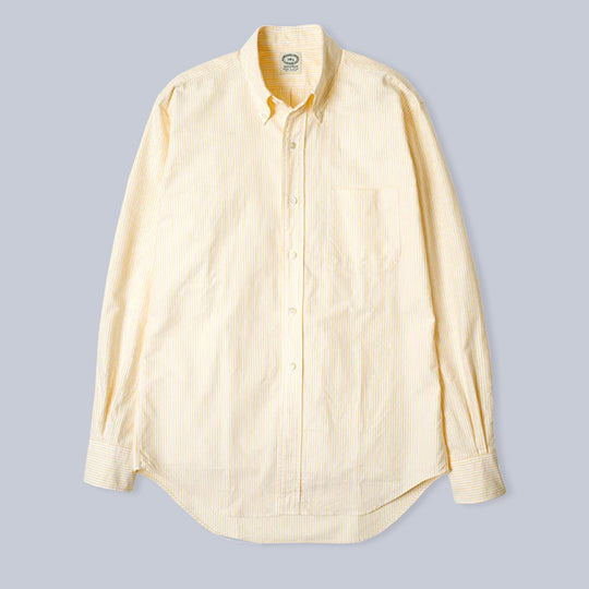 Yellow Striped Washed Oxford Button Down Shirt