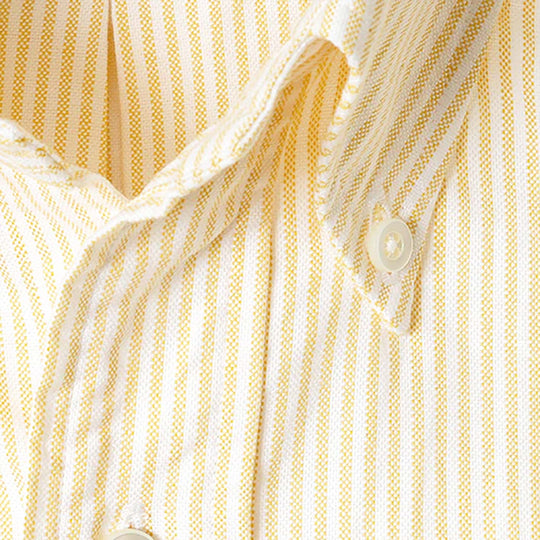 Yellow Striped Washed Oxford Button Down Shirt