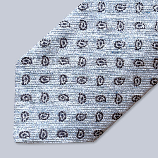 Light Blue Paisley Silk Tie
