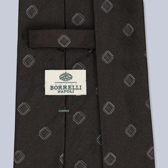 Brown Geometric Silk Tie