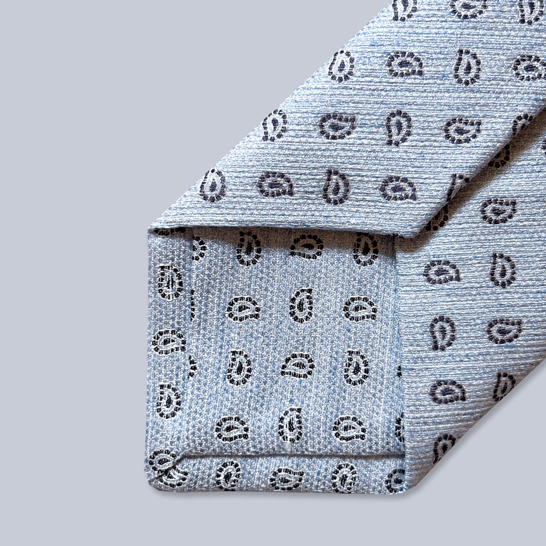 Light Blue Paisley Silk Tie
