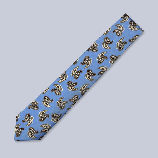 Blue Brown Large Paisley Silk Tie
