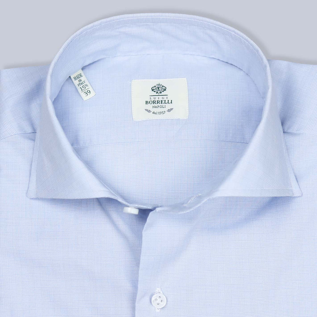 Blue Glen Check Poplin Cutaway Shirt