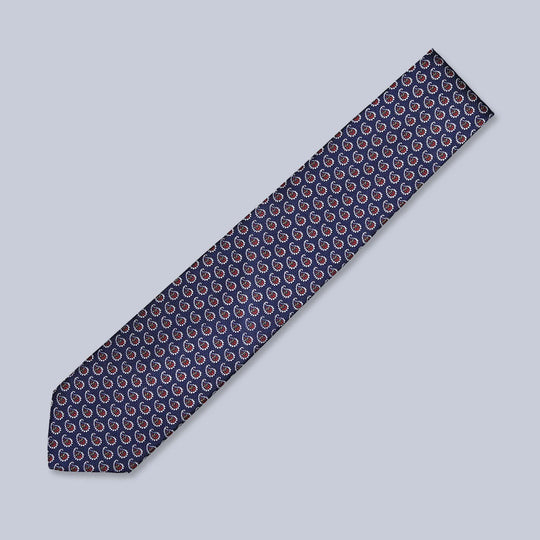 Blue Red Paisley Silk Tie