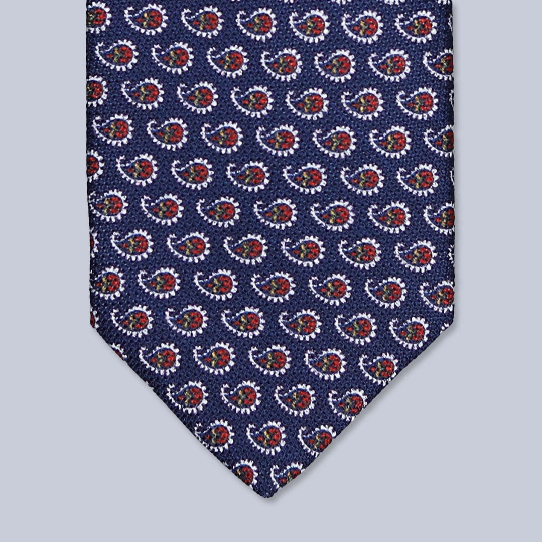 Blue Red Paisley Silk Tie