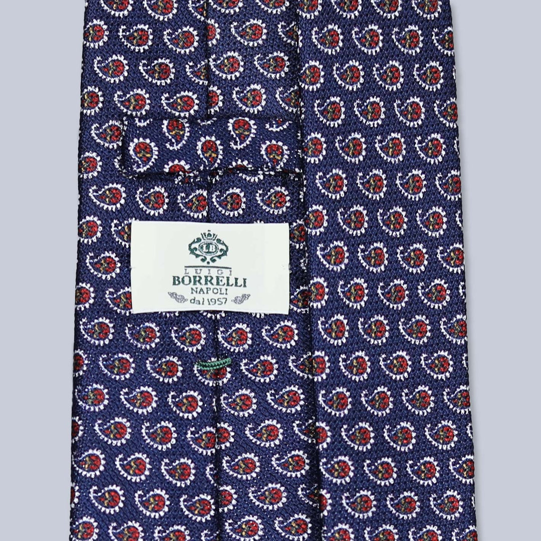 Blue Red Paisley Silk Tie